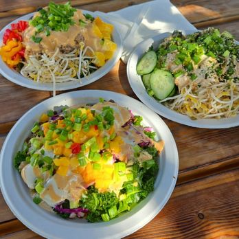 Rebel Roots Kitchen - Mahi Mahi Bowl, Ahi Tuna Bowl and Palace Bowl with pork. - Vegan Near Me - Whitefish, Montana Rebel Roots Kitchen - Mahi Mahi Bowl, Ahi Tuna Bowl and Palace Bowl with pork. - Vegan Near Me - Whitefish, Montana