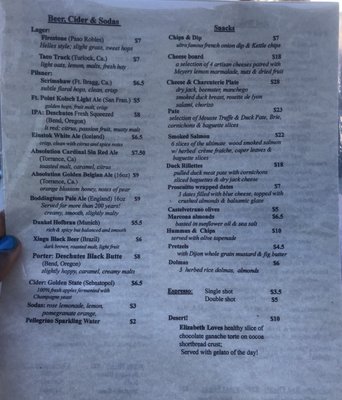 Menu photo 1 Zinz Wine Bar Corte Madera, CA