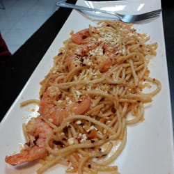 El wero - Pasta al ajillo con camarón