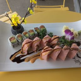 Salmon/Avocado and Firecracker Rolls. Salmon/Avocado and Firecracker Rolls.