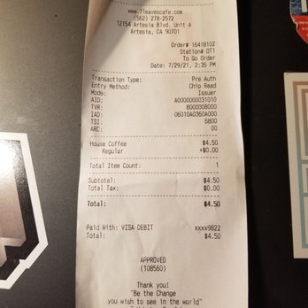 7 Leaves Cafe - My receipt - Coffee & Tea Near Me - Artesia, California 7 Leaves Cafe - My receipt - Coffee & Tea Near Me - Artesia, California