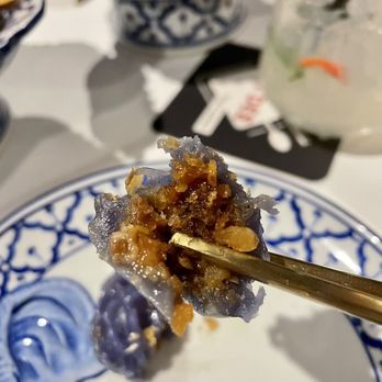Kin Dee - inside of the thai flower dumplings. peanuts, rice, and some spices?? - Thai Near Me - Houston, Texas Kin Dee - inside of the thai flower dumplings. peanuts, rice, and some spices?? - Thai Near Me - Houston, Texas