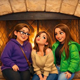 In front of the lobby fireplace.. (if we were Disney characters. ) In front of the lobby fireplace.. (if we were Disney characters. )
