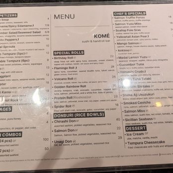Komé - Menu 07.31.2026 - Sushi Bars Near Me - Dallas, Texas Komé - Menu 07.31.2026 - Sushi Bars Near Me - Dallas, Texas