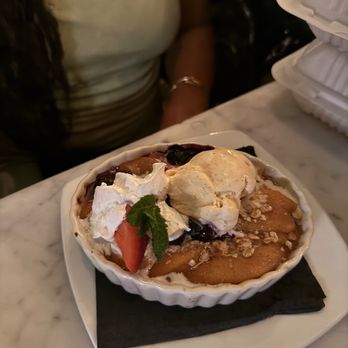 Blackwall Hitch - Peach and blueberry cobbler. A little runny. But still amazing. - Seafood Near Me - Alexandria, Virginia Blackwall Hitch - Peach and blueberry cobbler. A little runny. But still amazing. - Seafood Near Me - Alexandria, Virginia