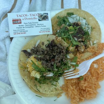 Tacos Tacos A Domicilio - Steak tacos and rice. - Caterers Near Me Tacos Tacos A Domicilio - Steak tacos and rice. - Caterers Near Me