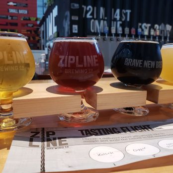 Zipline Brewing - From L to R: Kolsch, Copper, Oatmeal Porter, Easy Lifting IPA - Breweries Near Me - Omaha, Nebraska