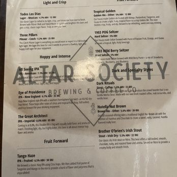 Altar Society Brewing - Beer list 11/2023 - Brewpubs Near Me - Long Beach, California Altar Society Brewing - Beer list 11/2023 - Brewpubs Near Me - Long Beach, California