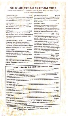 Menu photo 2 Tiny's Restaurant & Lounge Santa Fe, NM Menu photo 2 Tiny's Restaurant & Lounge Santa Fe, NM