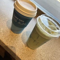 Caribou Coffee - Vanilla chai with oat milk and caramel high rise