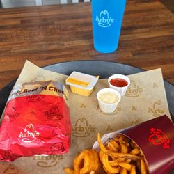Power Powerade, beef n cheddar and curly fries combo.
