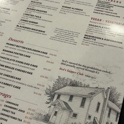 Red's Supper Club - Beautiful menu though not clear that entrees include salad and side.