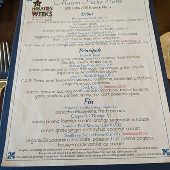 Maison Pucha Bistro - HRW 2019 Brunch Menu - French Near Me - Houston, Texas Maison Pucha Bistro - HRW 2019 Brunch Menu - French Near Me - Houston, Texas
