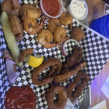 The Local - 10 pc fried shrimp with onion rings - Sports Bars Near Me - Hot Springs, Arkansas The Local - 10 pc fried shrimp with onion rings - Sports Bars Near Me - Hot Springs, Arkansas