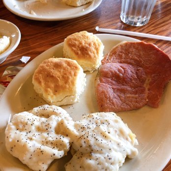 Cracker Barrel Old Country Store - Biscuits n' Gravy with side of Country Ham - American Near Me - Joplin, Missouri Cracker Barrel Old Country Store - Biscuits n' Gravy with side of Country Ham - American Near Me - Joplin, Missouri