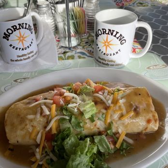 Morning Star Restaurant - Green smothered breakfast burrito - Burgers Near Me - Angel Fire, New Mexico Morning Star Restaurant - Green smothered breakfast burrito - Burgers Near Me - Angel Fire, New Mexico