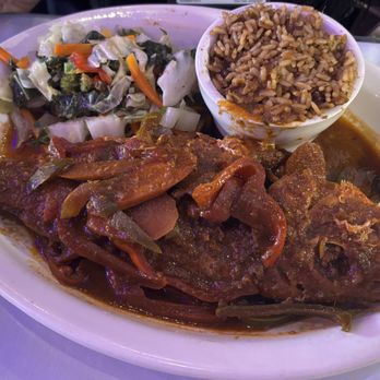 The Simpson Restaurant & Bar - BK - Steamed red snapper, rice/peas, veggies. - Caribbean Near Me - Brooklyn, New York