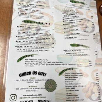 Guieb Cafe - Menu - New American Near Me - Honolulu, Hawaii Guieb Cafe - Menu - New American Near Me - Honolulu, Hawaii