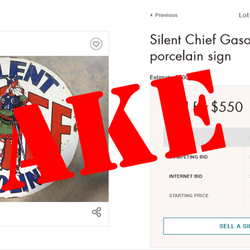 Heritage Antiques & Auction - Buyer beware... this place sells hundreds of fake (made to look old) porcelain signs. Actual value: about $20