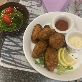 Ikkyu Japanese Restaurant - Fried oysters and seaweed salad! Delish! - Japanese Near Me - Red Bluff, California