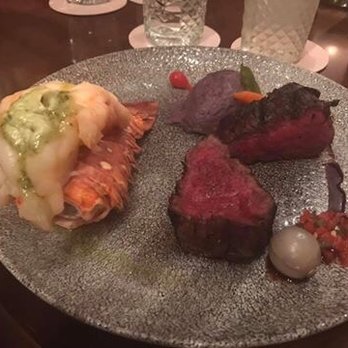 Tiffins Restaurant - Wagyu Beef (rare) with a Lobster Tail - New American Near Me - Lake Buena Vista, Florida Tiffins Restaurant - Wagyu Beef (rare) with a Lobster Tail - New American Near Me - Lake Buena Vista, Florida