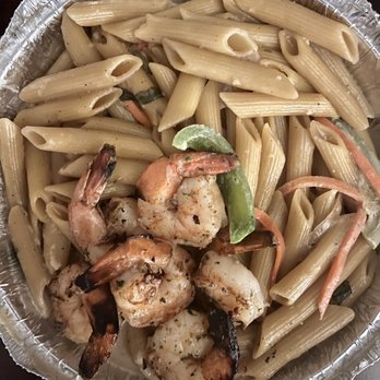 Footprints Cafe - Rasta Pasta with Grilled Shrimp - Caribbean Near Me - Brooklyn, New York