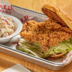 Waldo’s Chicken & Beer Broken Arrow - OG chicken sandwich and coleslaw