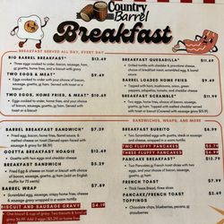 Country Barrel - Breakfast menu top