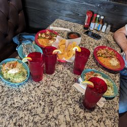 El Rancho - Lunch fajitas - one chicken and one shrimp - big portions!