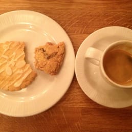 Polenta-almond-lemon cookie with an espresso Polenta-almond-lemon cookie with an espresso