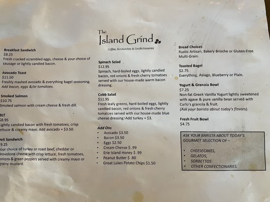 Menu photo 1 The Island Grind Middle Bass, OH