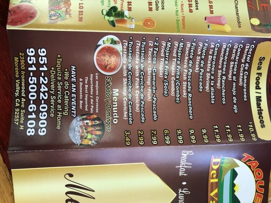 Menu photo 3 Taqueria Del Valle Moreno Valley, CA Menu photo 3 Taqueria Del Valle Moreno Valley, CA