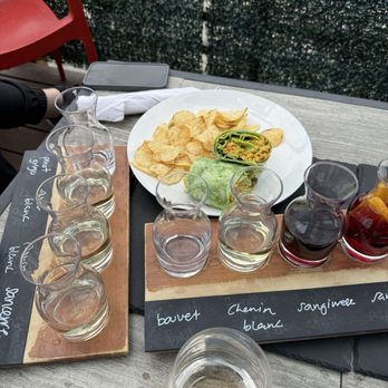 Saved by the Wine - Chickpea wrap and wine flight - Wine Bars Near Me - Dillon, Colorado