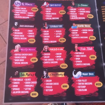 Las Famosas - Menu of Hamburgers! - Burgers Near Me - Bucerías, NAY