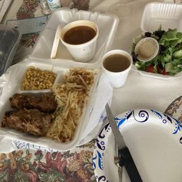 City chicken to go. I think all this was 12 bucks! What a deal!