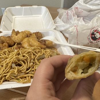 Panda Express - Chowmain walnut shrimp and orange chicken with veggie  roll - Chinese Near Me - Antelope, California