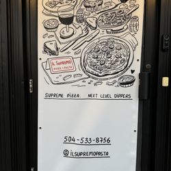 Front door. Pizza is for pickup or delivery only. This was our first time trying il Supremo Pasta.