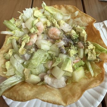 Serg’s Mexican Kitchen - Civeche Salad w/o Pico De Gallo (because they ran out at 11:30 am Sunday) and soggy shell. - Mexican Near Me - Honolulu, Hawaii
