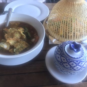 Coconut Bay - My friends ordered this one in bamboo basket Tom yum spaghetti so so good - Thai Near Me - Burlingame, California
