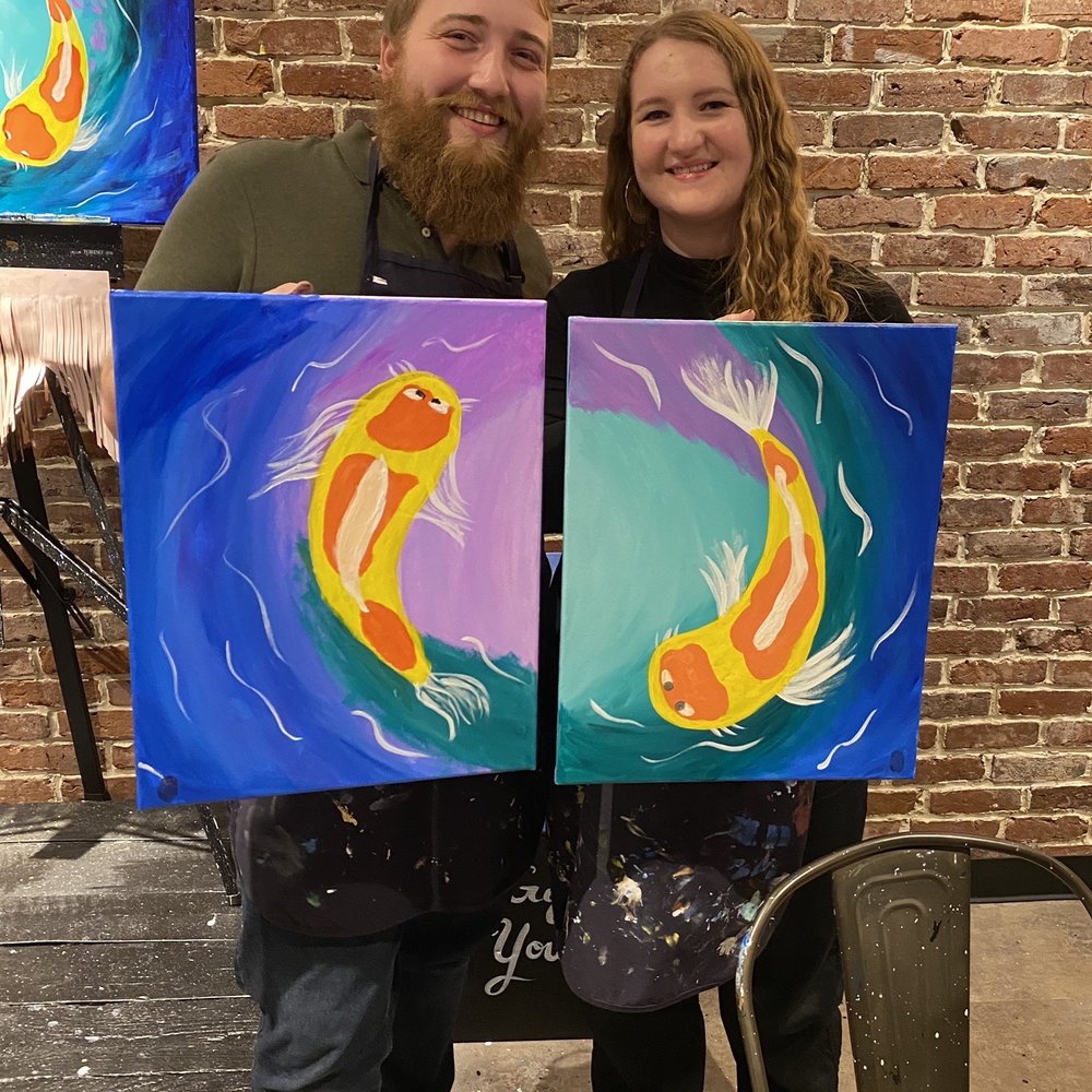 Muse Paintbar - Finished product. You need to wear a mask unless eating, drinking or taking a very quick photo at the end. - Paint & Sip Near Me - Arlington, Virginia