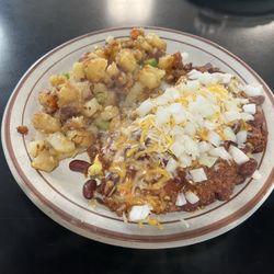 Sam's Cafe - Chili Cheese Omelette with country potatoes