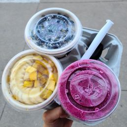 three different flavors of ice cream