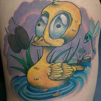 Liquid Chaos - yellow duck by Jimmie - Tattoo Near Me - Brownstown, Michigan