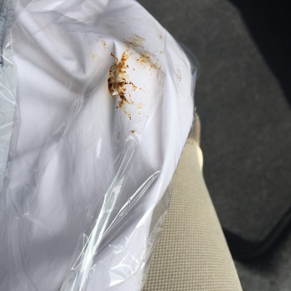 Smelly stain on outside on dry cleaning bag