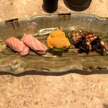 Ozumo - L to R: Toro ($25), Uni (MP - $25 when I went), Unagi ($13), Hamachi (12) - Izakaya Near Me - San Jose, California Ozumo - L to R: Toro ($25), Uni (MP - $25 when I went), Unagi ($13), Hamachi (12) - Izakaya Near Me - San Jose, California