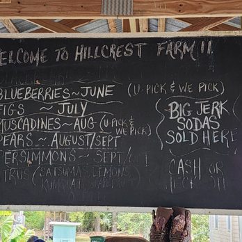 Hillcrest Farm - chalkboard - Attraction Farms Near Me - Elberta, Alabama