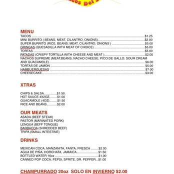 Tacos Del Sol - a menu for a mexican restaurant - Food Trucks Near Me - Great Bend, Kansas Tacos Del Sol - a menu for a mexican restaurant - Food Trucks Near Me - Great Bend, Kansas