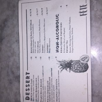Fete - Dessert menu - New American Near Me - Honolulu, Hawaii Fete - Dessert menu - New American Near Me - Honolulu, Hawaii
