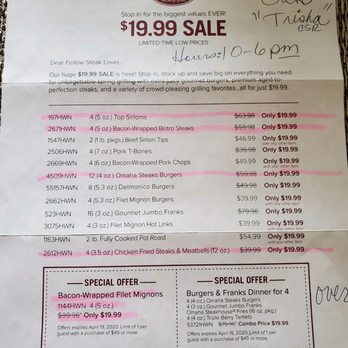 Omaha Steaks - Letter I received from Omaha with $19.99 limited items on sale which Expires 4/19/2020 - Meat Shops Near Me - Royal Oak, Michigan