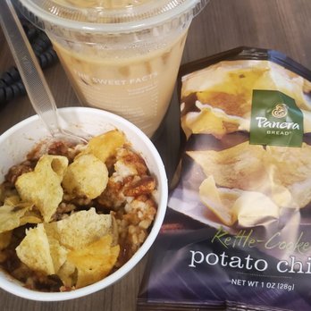 Panera Bread - Cinnamon oatmeal with kettle chips ice coffee - Sandwiches Near Me - Riverside, California